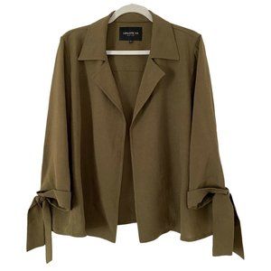Lafayette 148 Olive Green Open Front Tie Sleeve Jacket Blazer Size XL